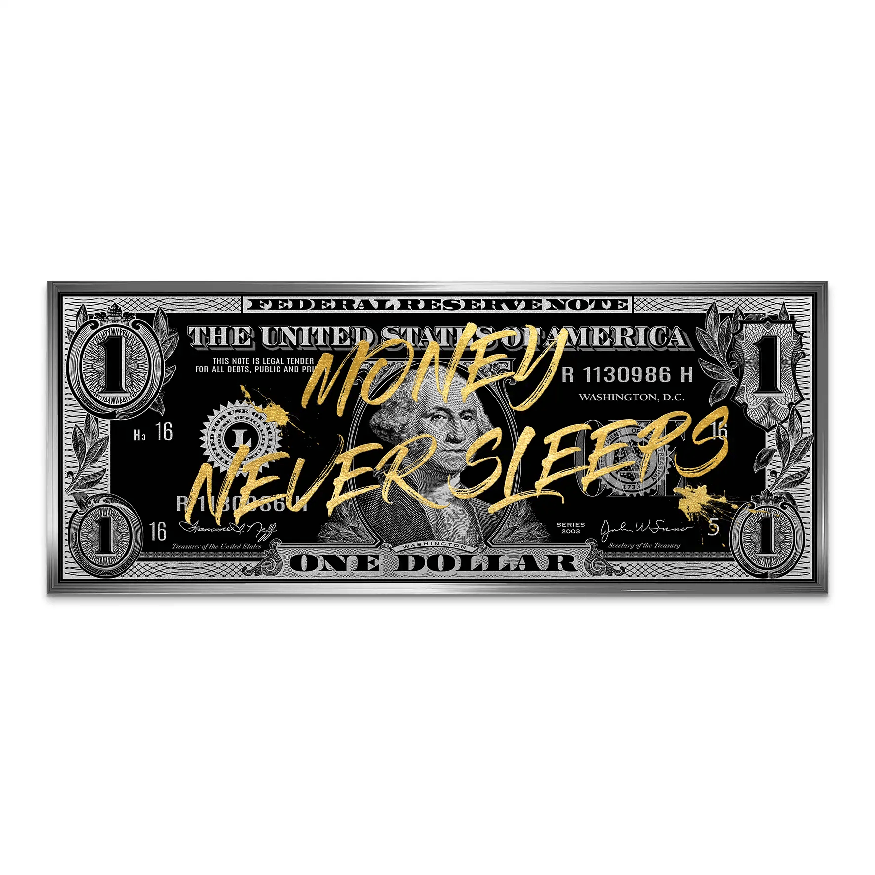 Monney Never Sleeps Dollar Style AluDibond Bild INGALERIE