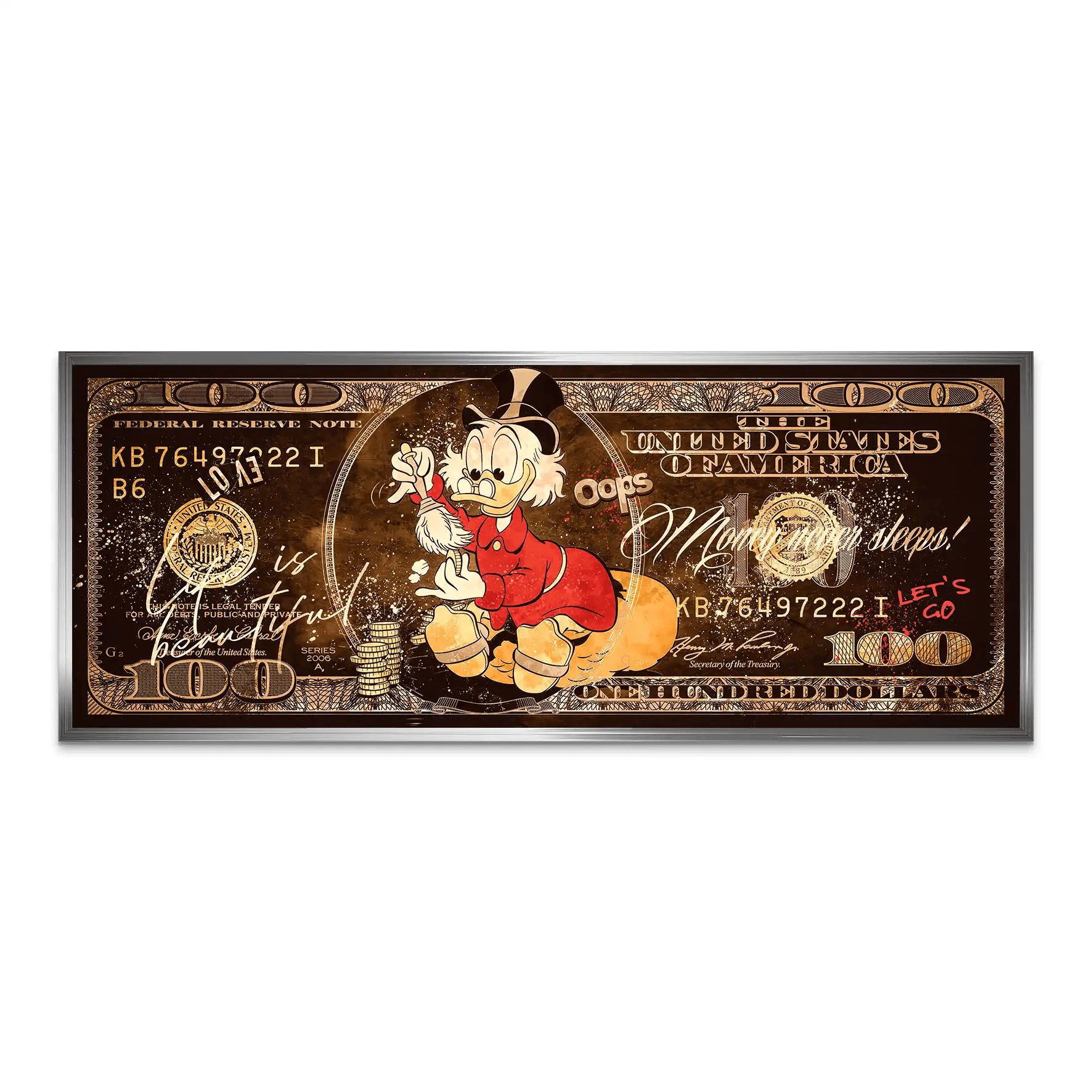 Dagobert Retro Dollar Alu Dibond Bild INGALERIE