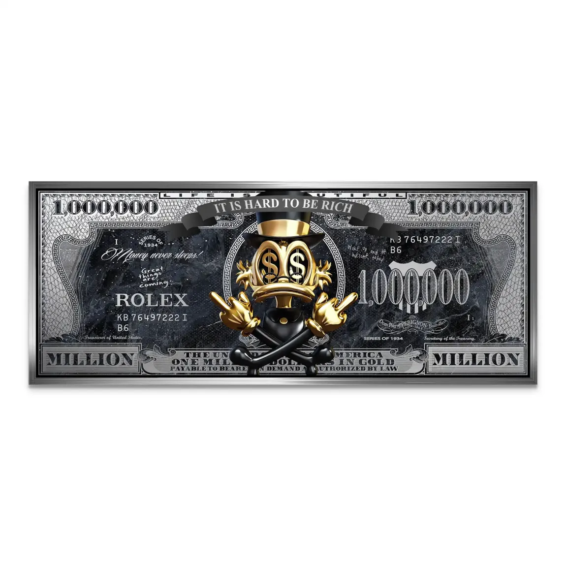 Dagobert Duck Totenkopf Black Dollar AluDibond Bild INGALERIE