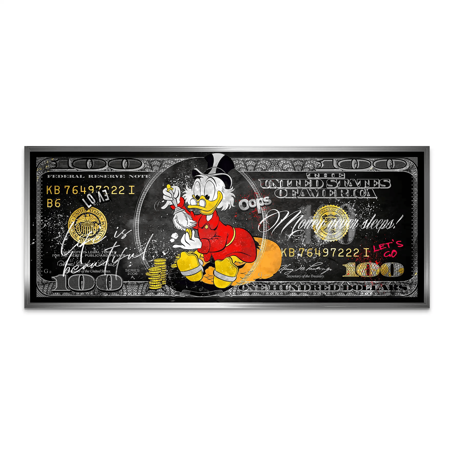 Dagobert Money Never Sleeps Dollar Dark AluDibond Bild INGALERIE