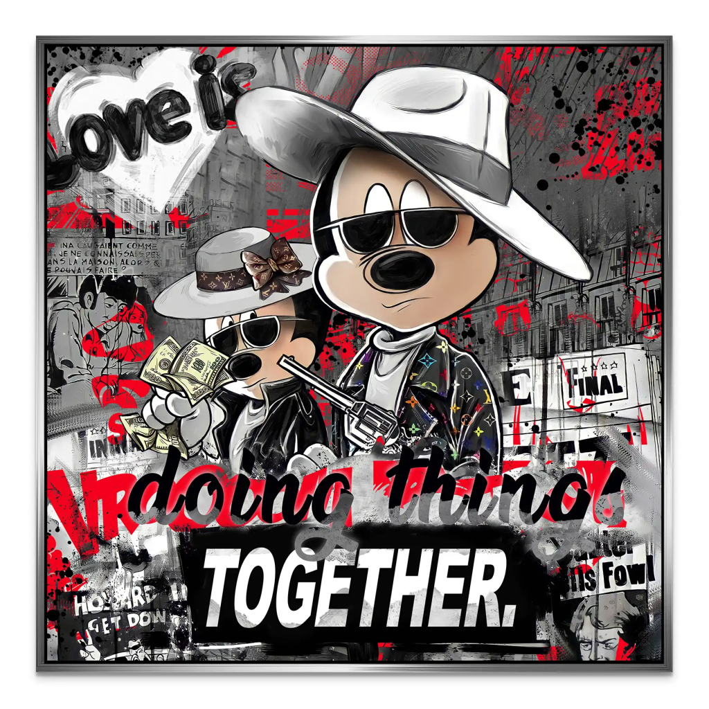 Micky & Minnie Gangster Streetart AluDibond Bild INGALERIE