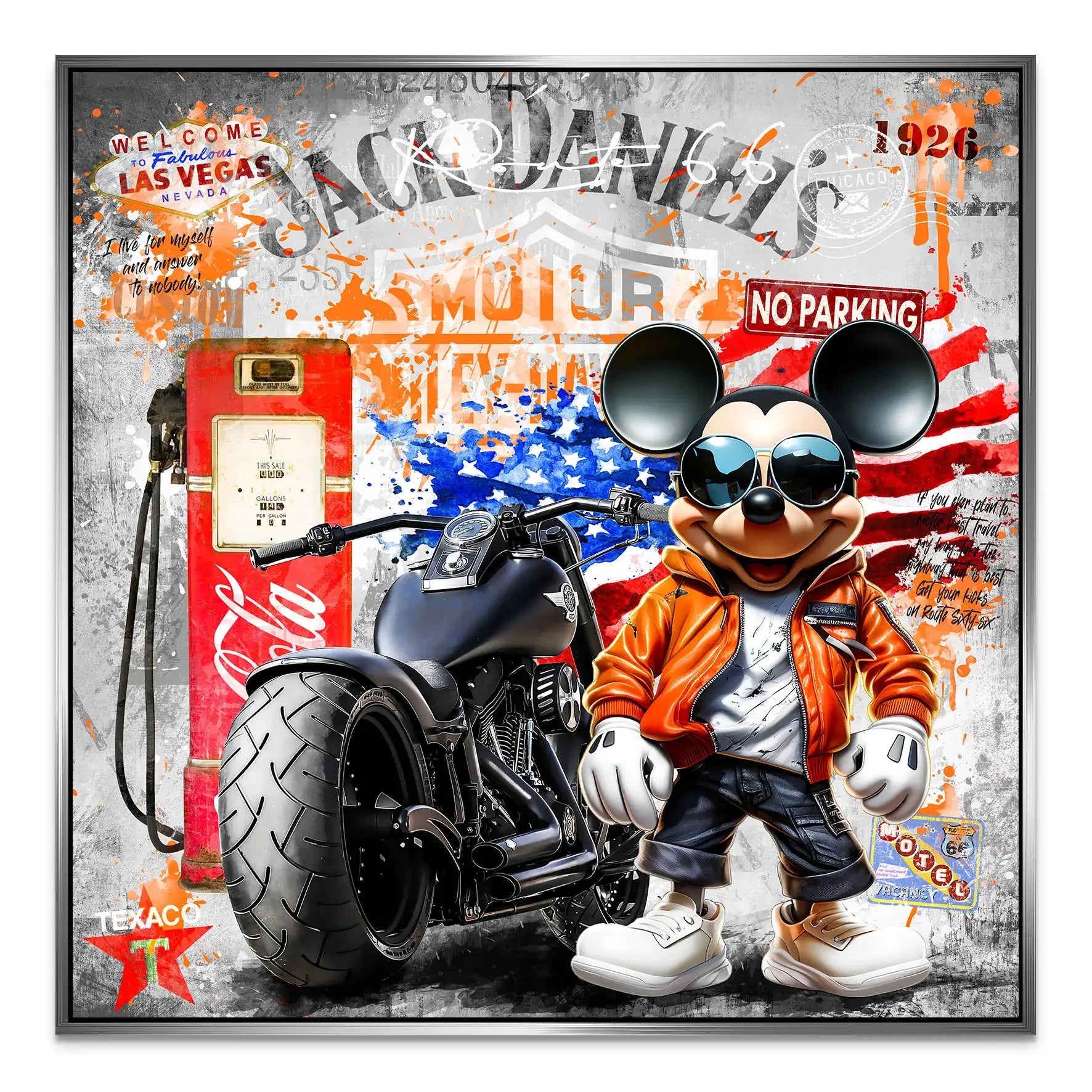 Harley Micky Maus Pop Art AluDibond Bild INGALERIE