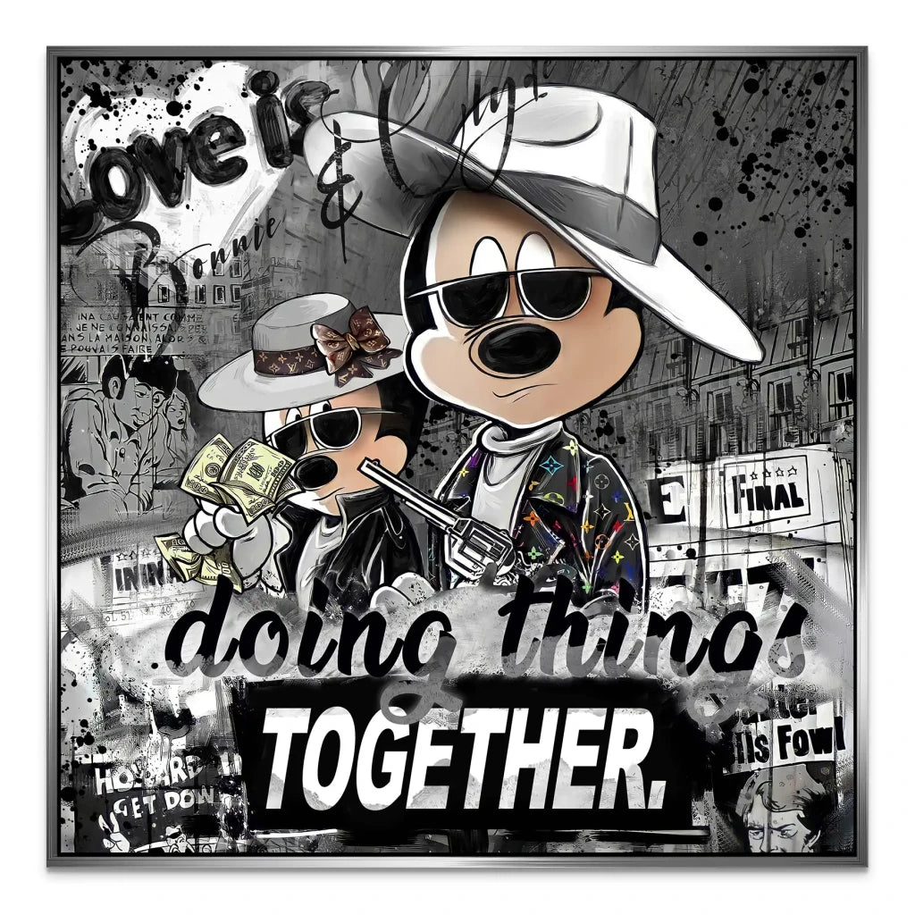 Micky & Minnie Gangster Modern Style AluDibond Bild INGALERIE