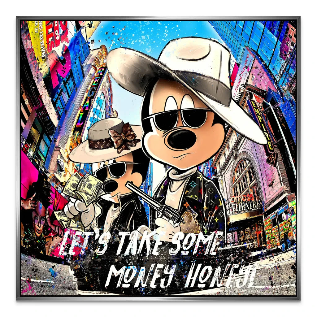 Micky & Minnie Gangster Goes Shopping AluDibond Bild INGALERIE