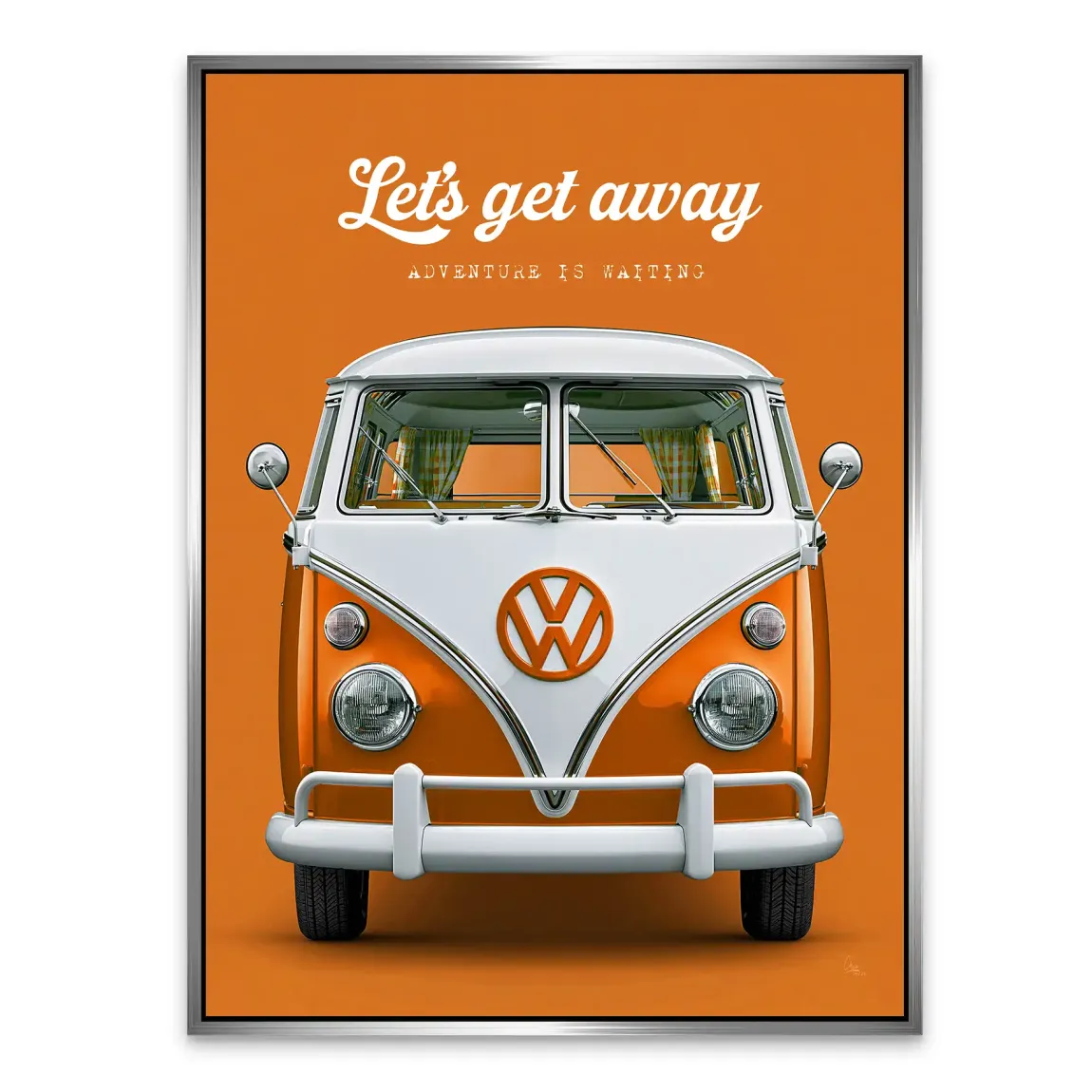 Orange VW Bulli Alu Dibond Wandbild