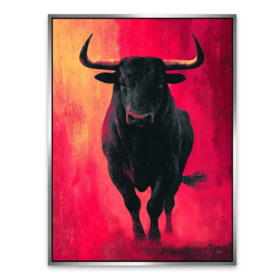 Stier in Rot Alu Dibond Wandbild