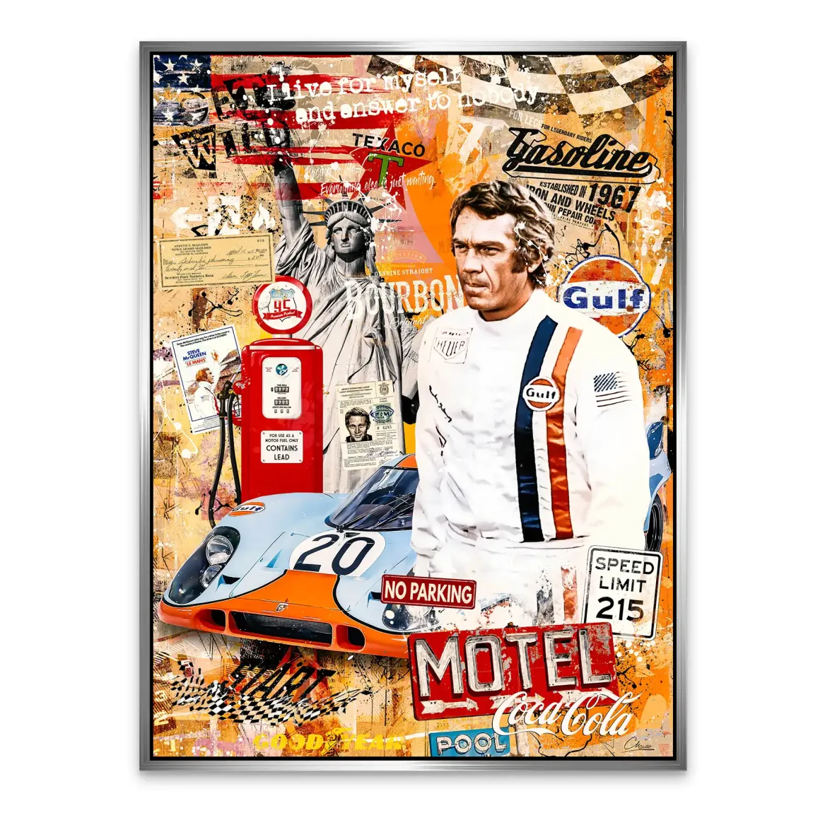 Steve McQueen Gasoline Spirit Alu Dibond Bild
