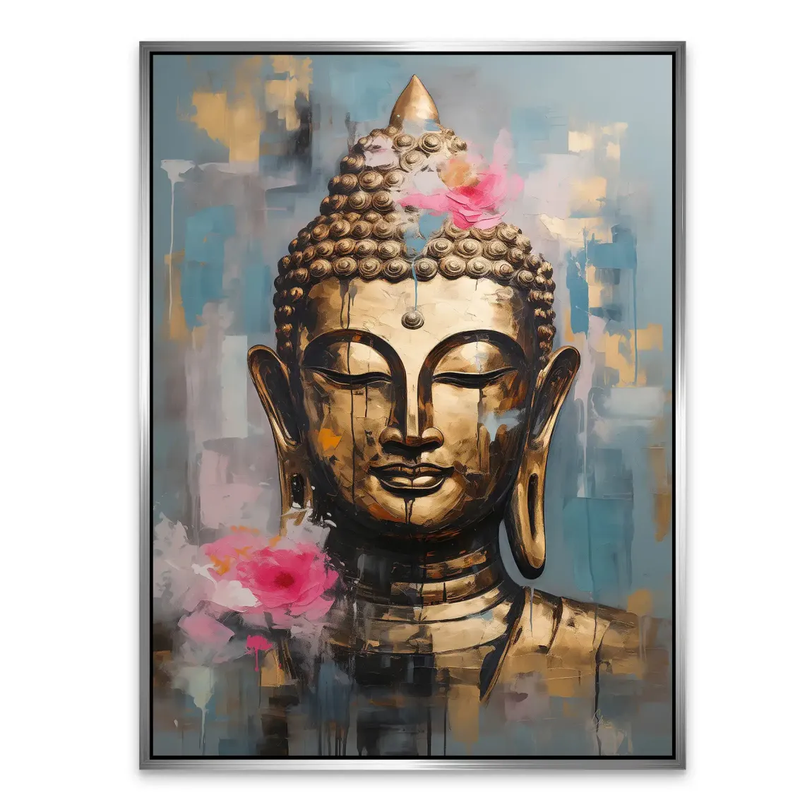 Golden Lotus Buddha Alu Dibond Bild
