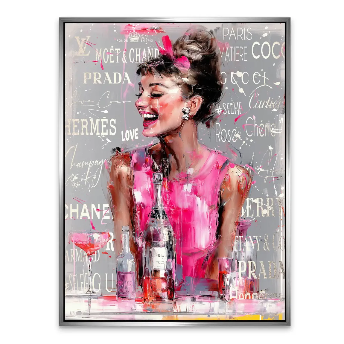 Champagne Bliss Audrey Hepburn Alu Dibond Bild