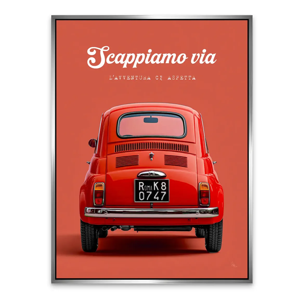 Fiat 500 Rosso Alu Dibond Wandbild