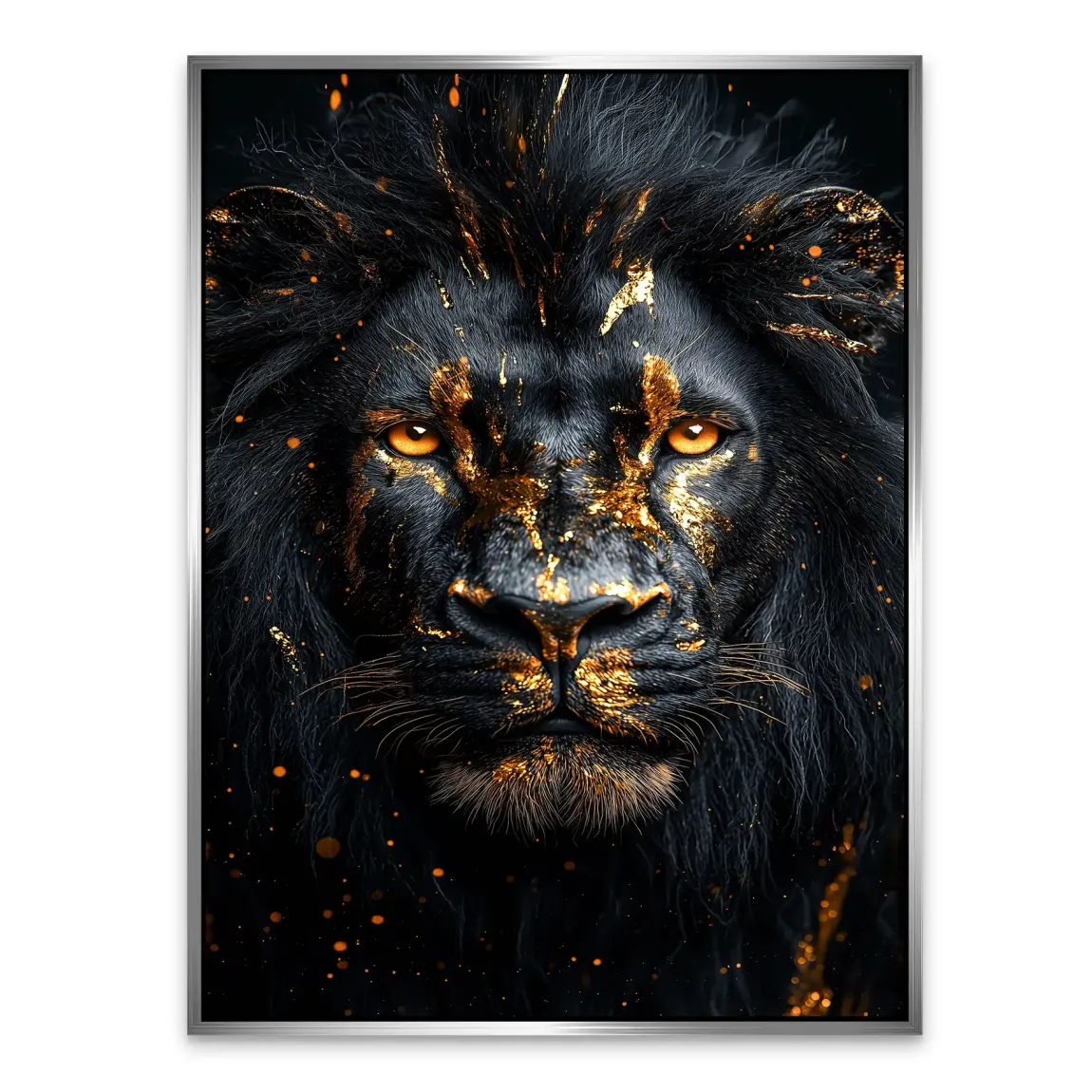 Black Lion in Gold Alu Dibond Bild INGALERIE