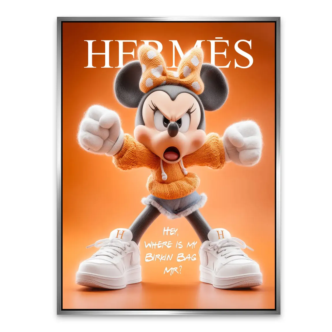 Orange Charm Minnie Maus Alu Dibond Bild