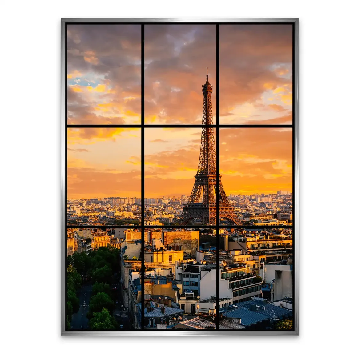 Sunset View Paris Alu Dibond Bild