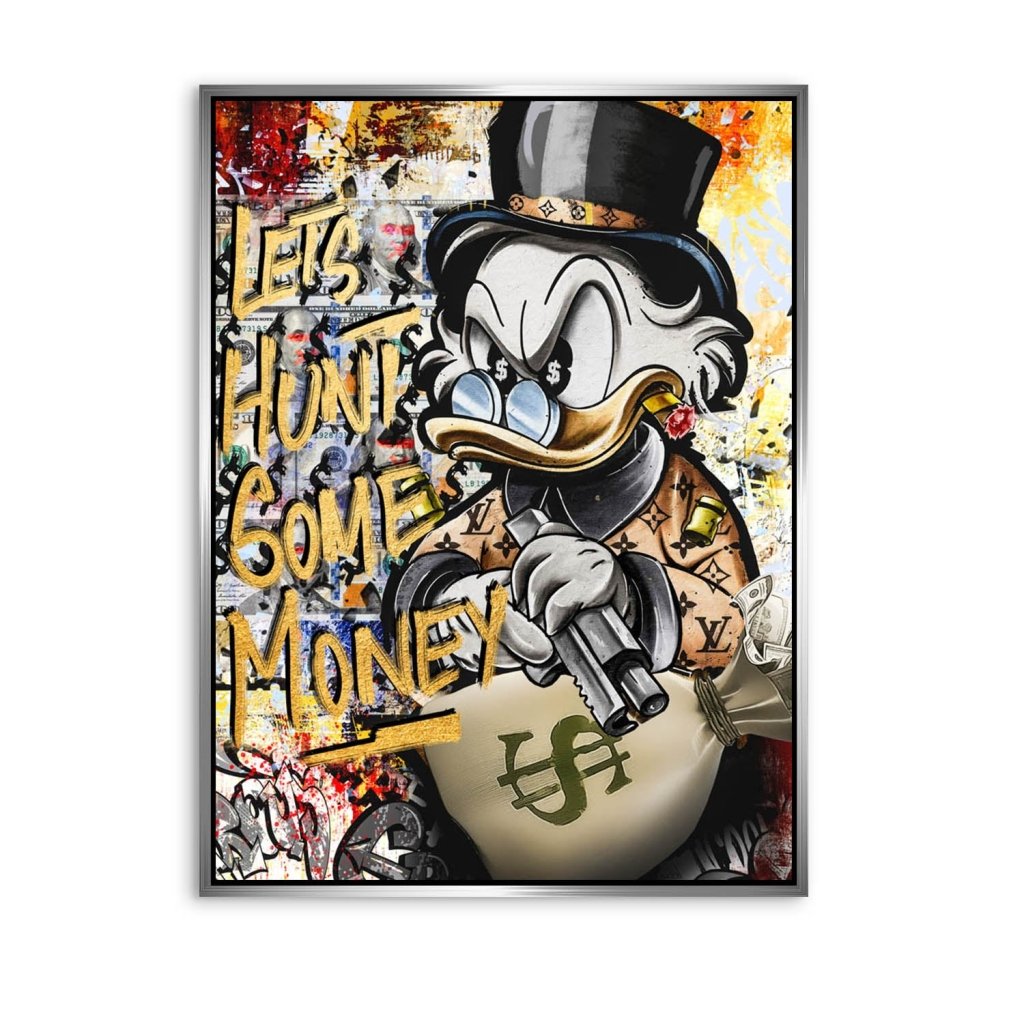 Dagobert Duck Let's Hunt Pop Art AluDibond Bild INGALERIE