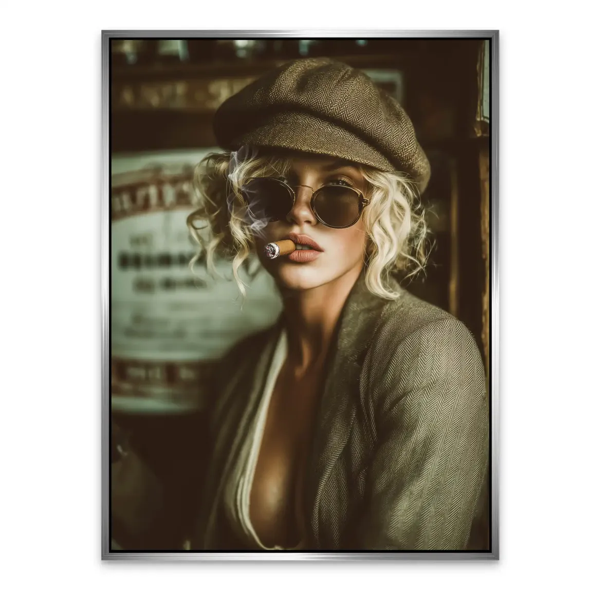 Smoked Confidence Lady Alu Dibond Bild