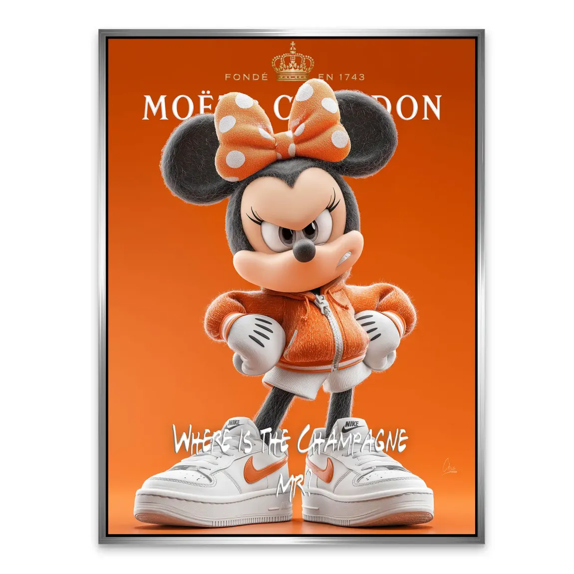 Champagne Mood Minnie Maus Alu Dibond Bild