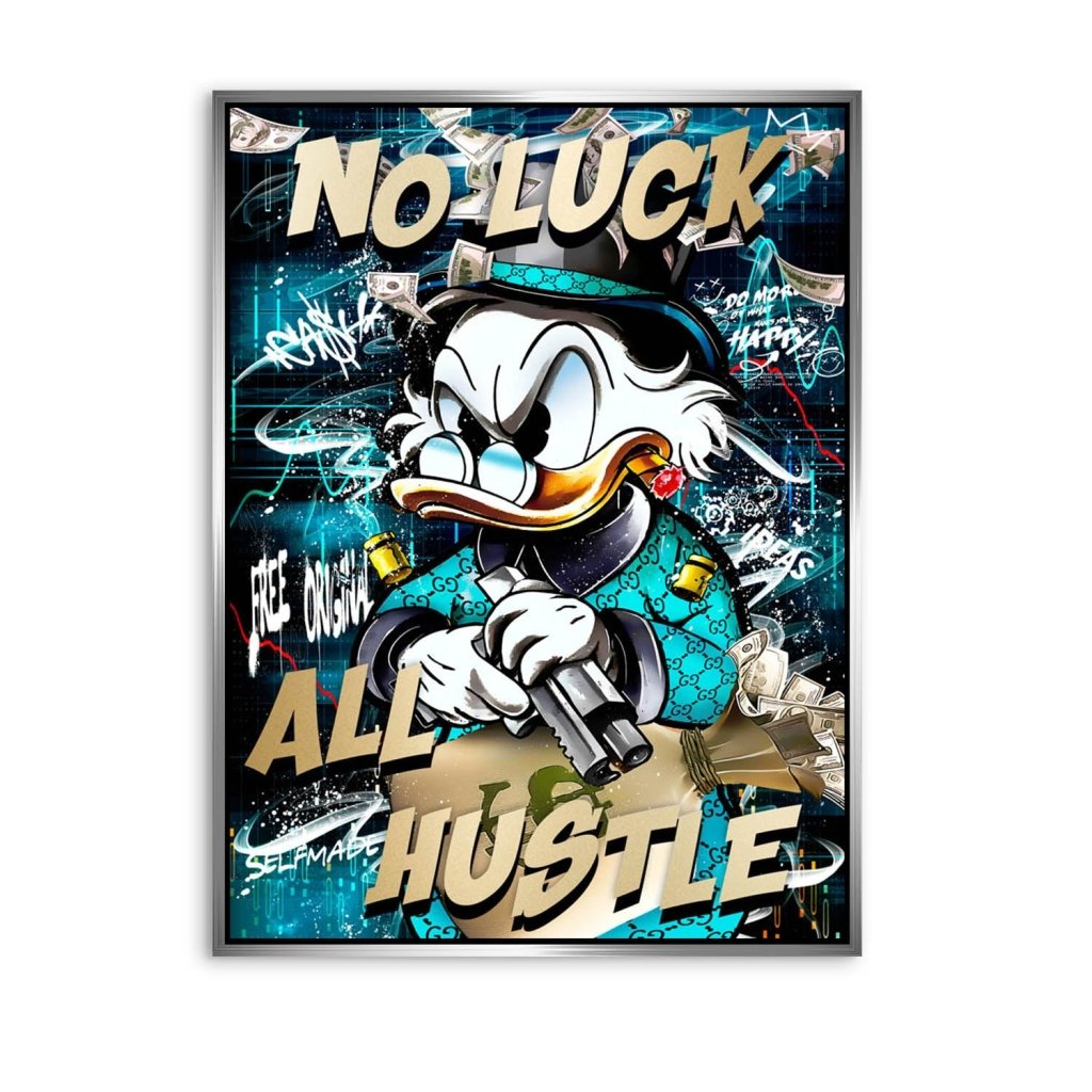 Dagobert Duck All Hustle Pop Art AluDibond Bild INGALERIE