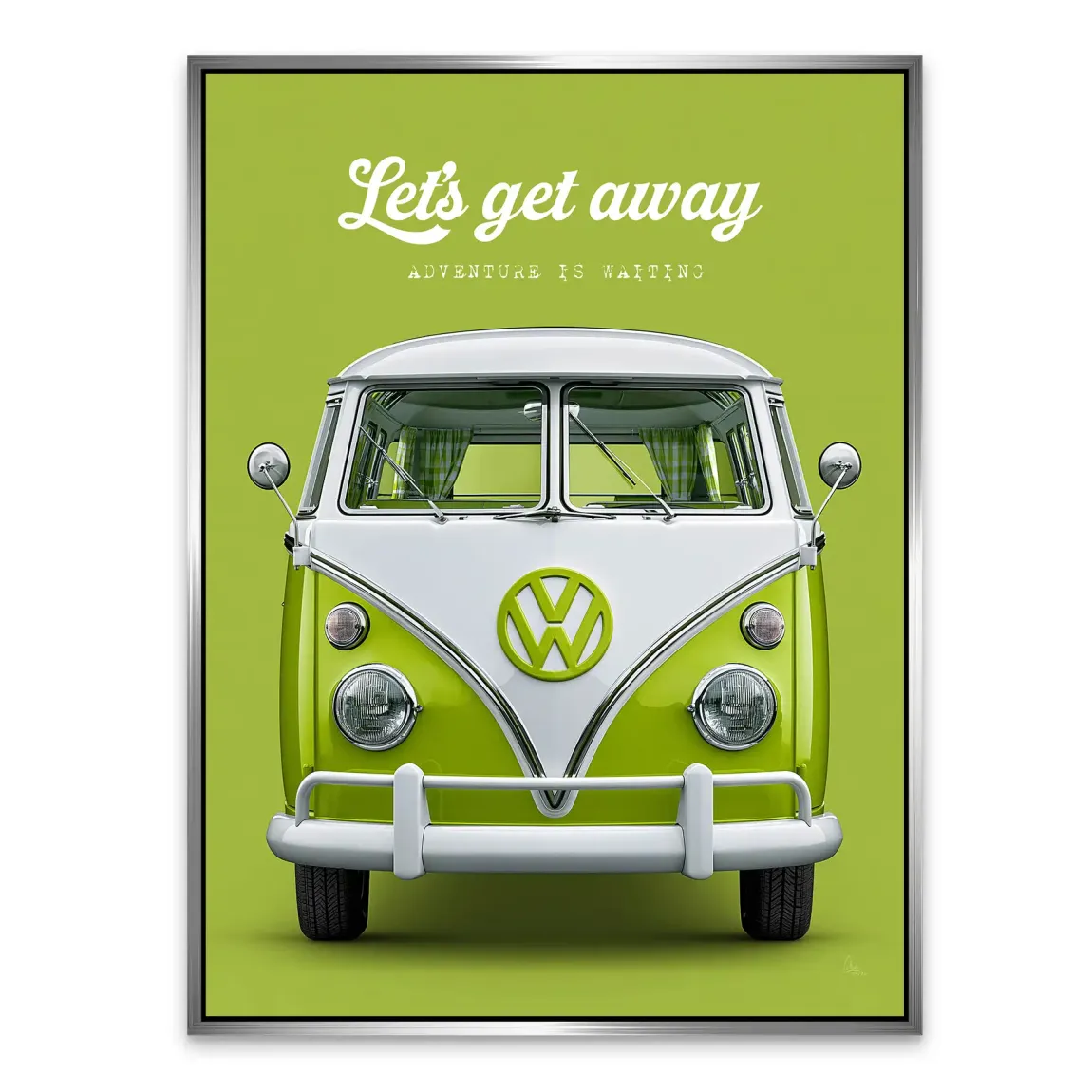 Green VW Bulli Alu Dibond Wandbild