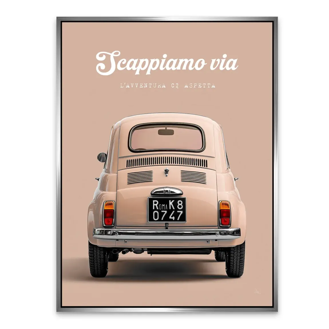 Fiat 500 Crema Alu Dibond Wandbild