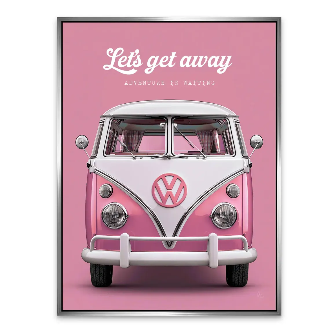 Pink VW Bulli Alu Dibond Wandbild