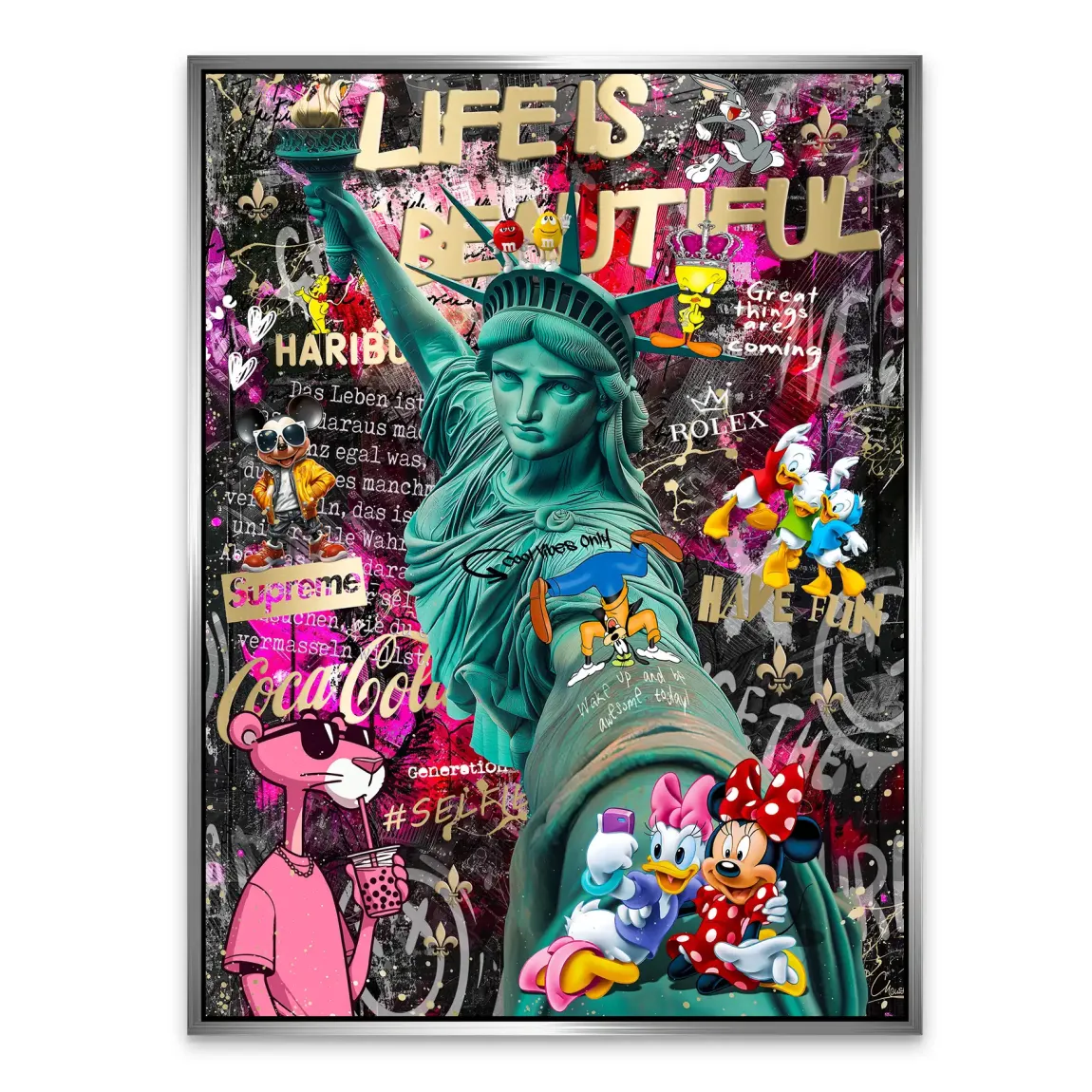 Liberty Selfie Pop Art Alu Dibond Bild