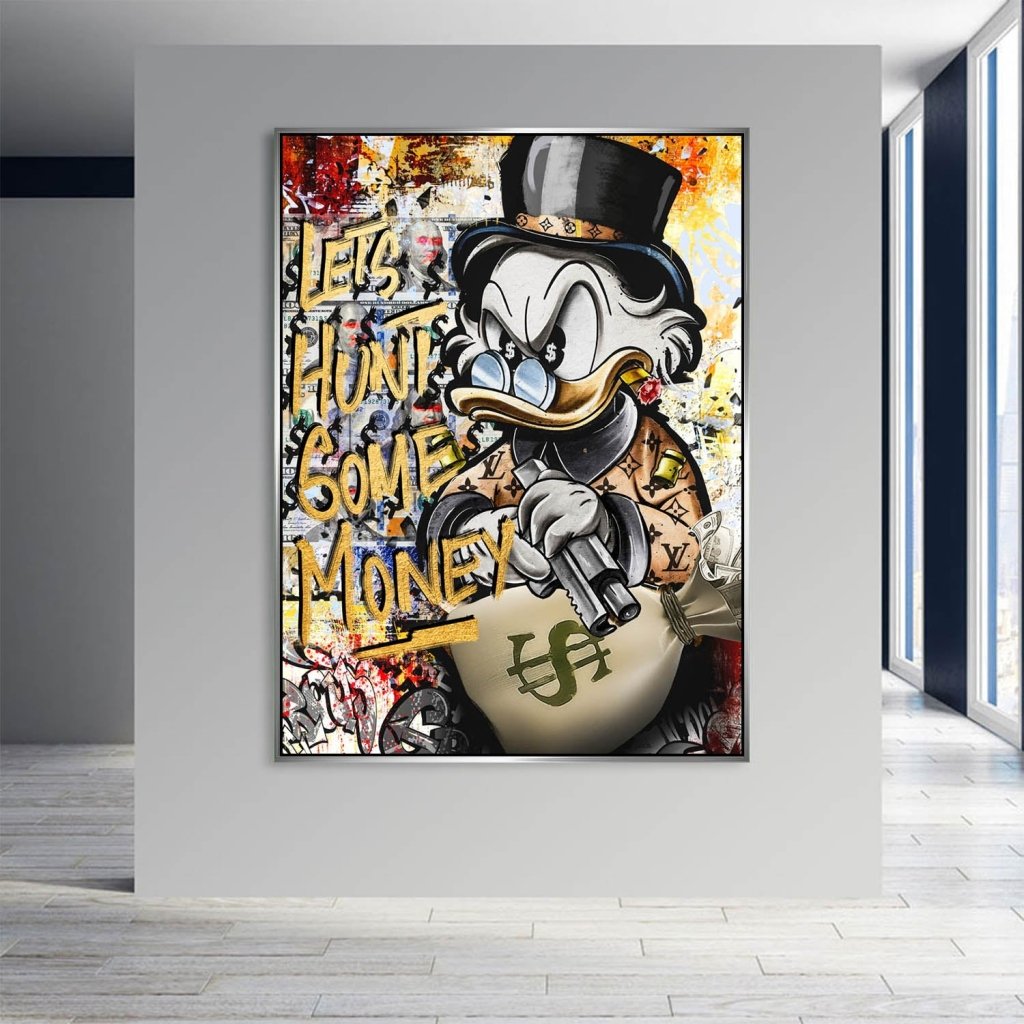 Dagobert Duck Let's Hunt Pop Art AluDibond Bild INGALERIE