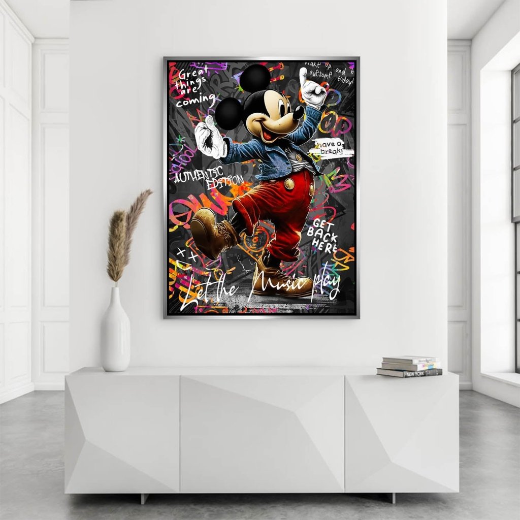 Micky Maus Dance Street Art AluDibond Bild INGALERIE