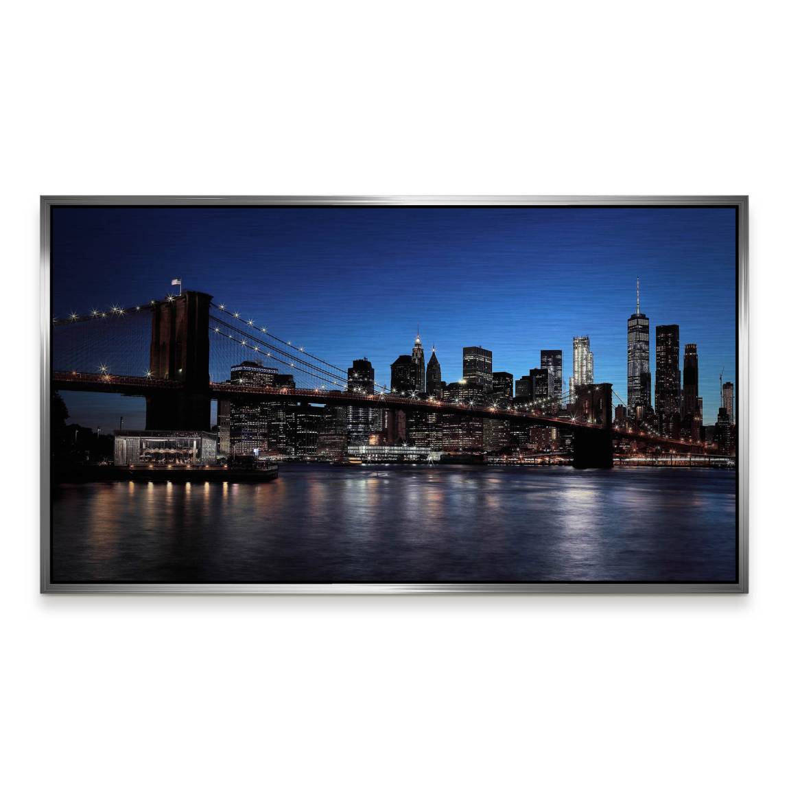 Manhatten bei Nacht Aluminiumbild gebürstet