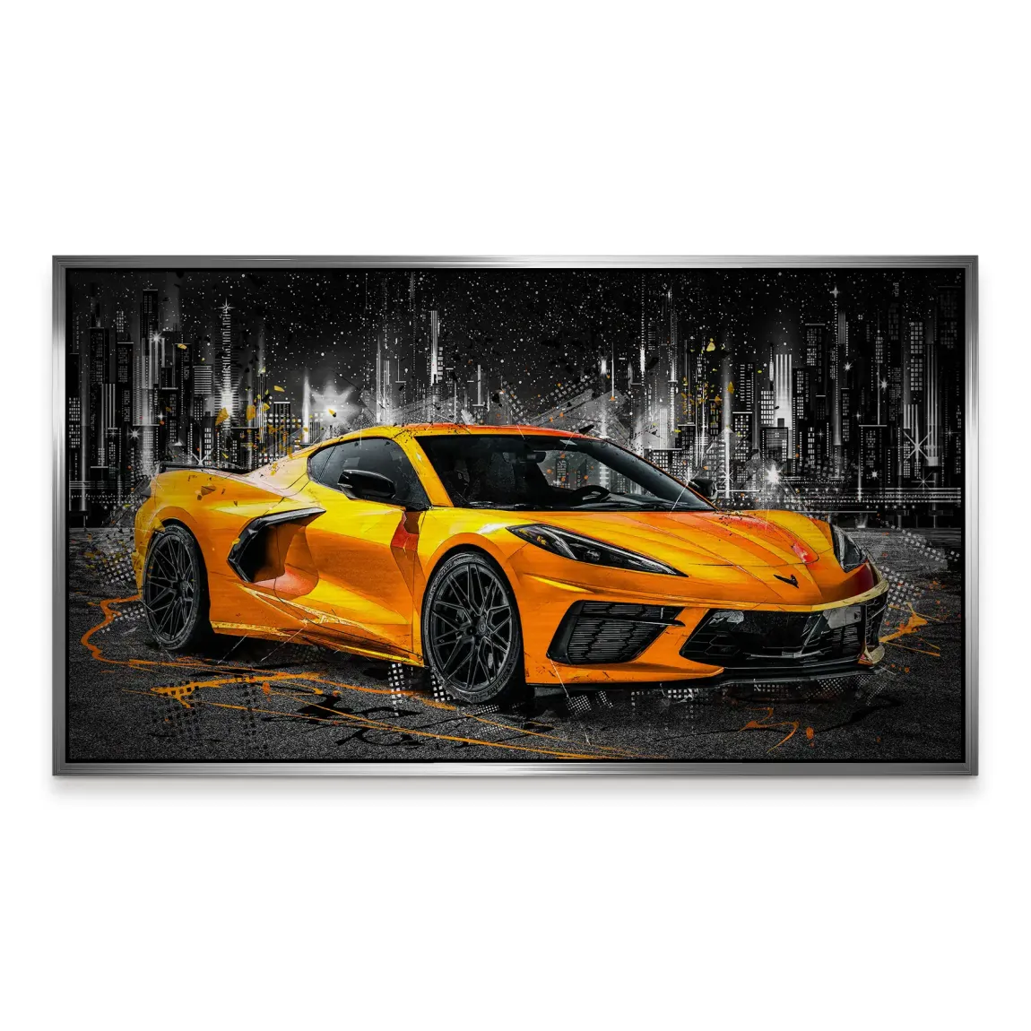 Corvette C8 Abstrak Orange Style Alu Gebürstet INGALERIE