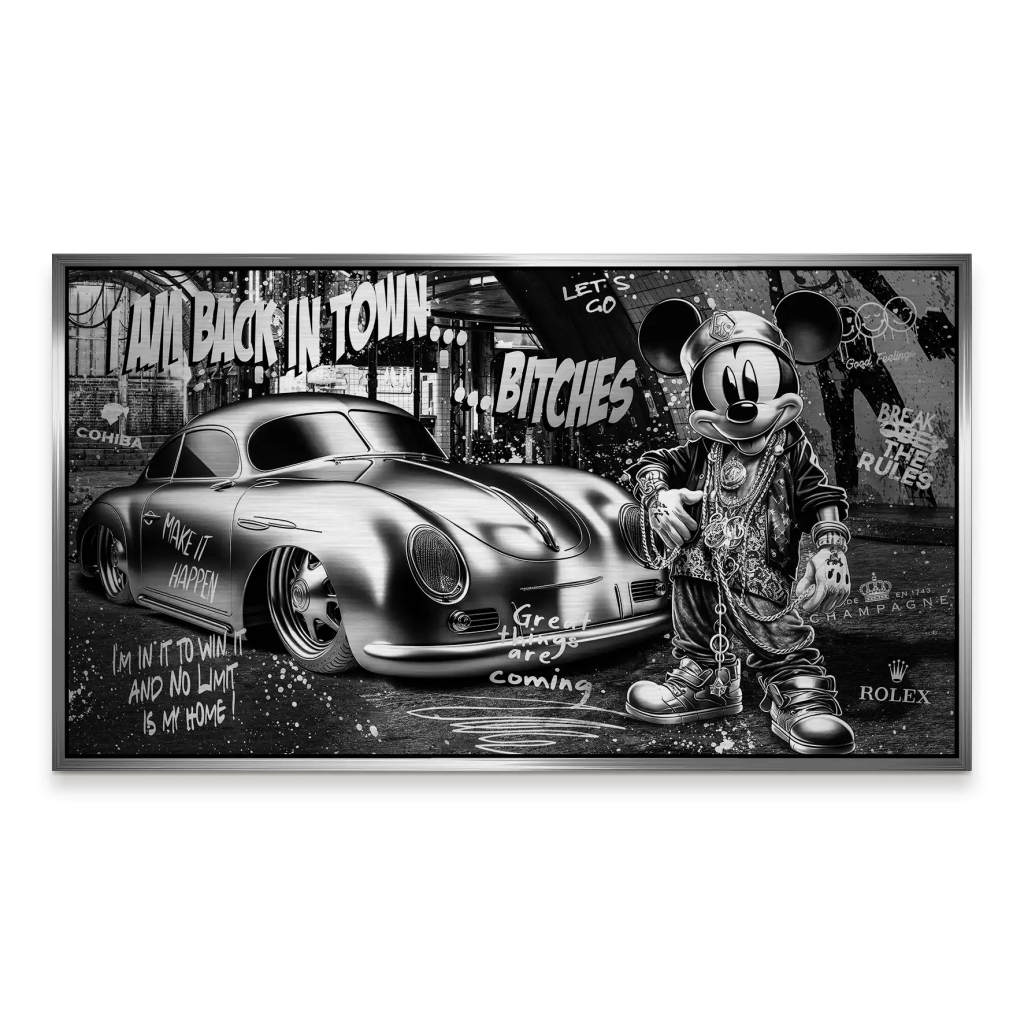 Micky Speedster 356 Pop Art Style Alu Gebürstet Bild INGALERIE