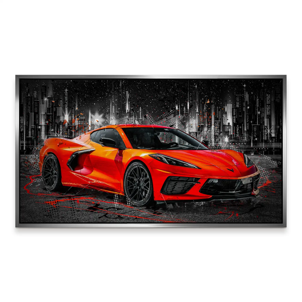 Corvette C8 Abstrakt Rot Alu Gebürstet INGALERIE