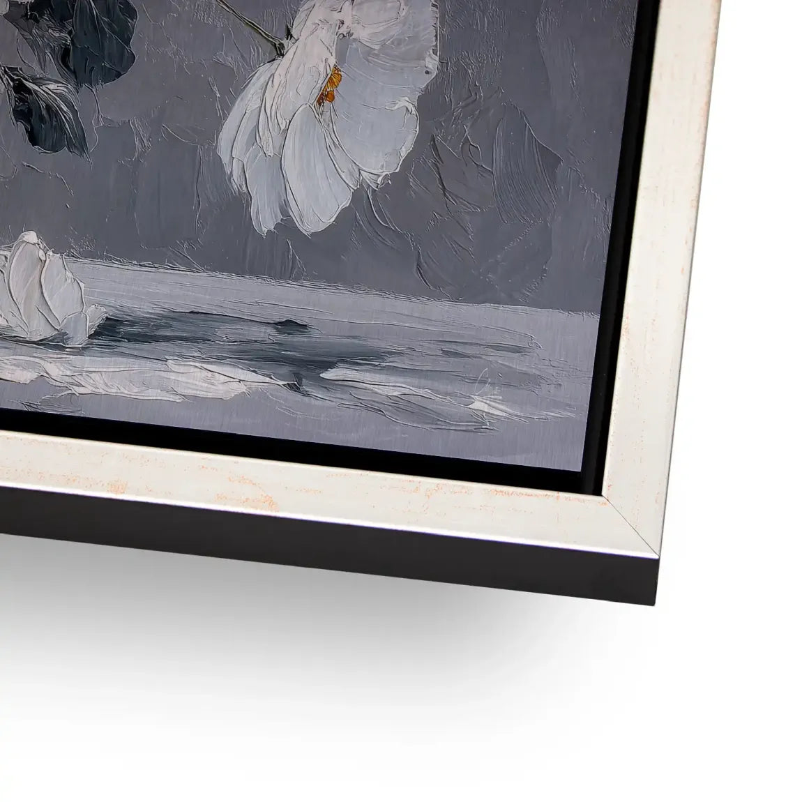 Silver White Blossom Art Alu Gebürstet