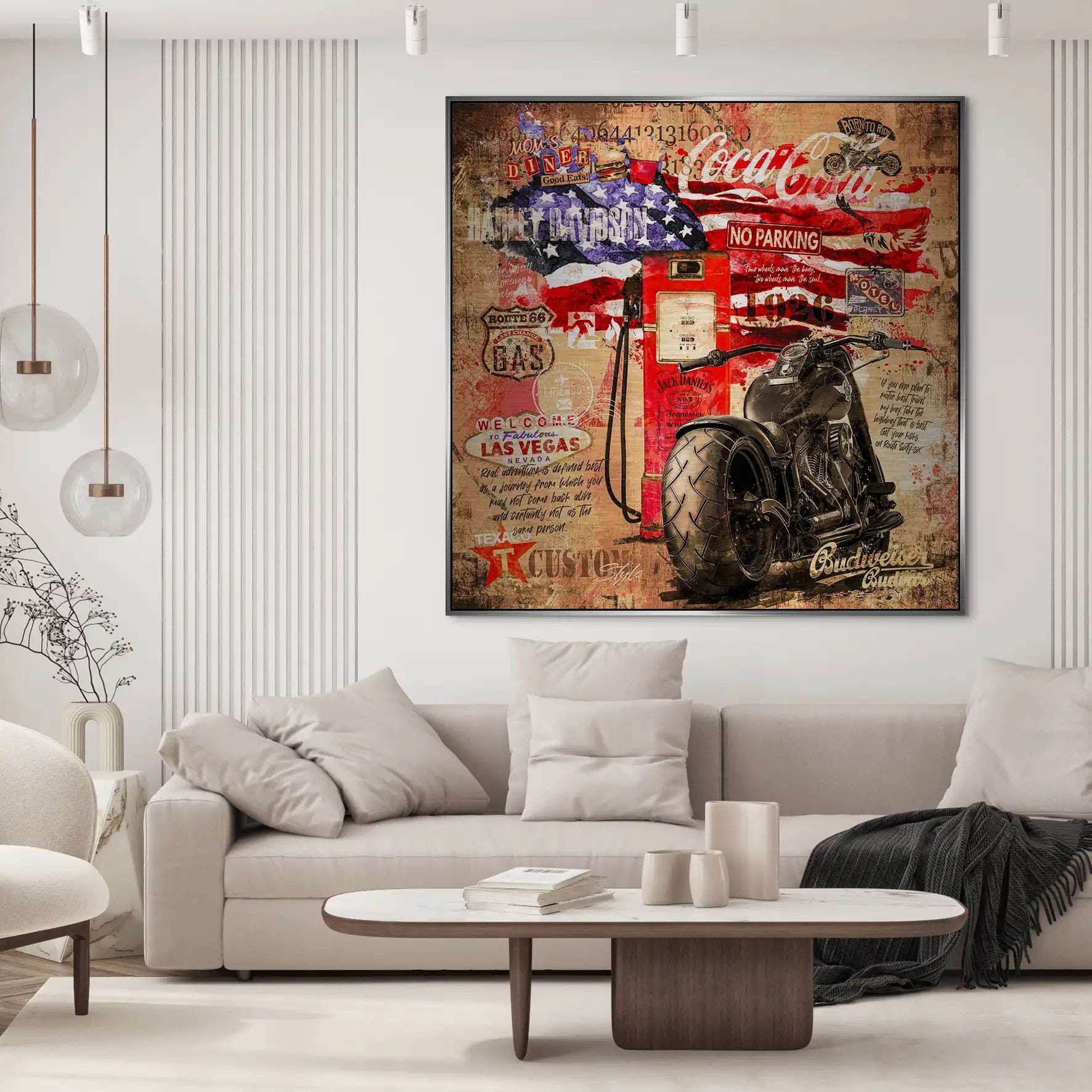 Harley USA Pop Art Retro Alu Gebürstet Bild INGALERIE