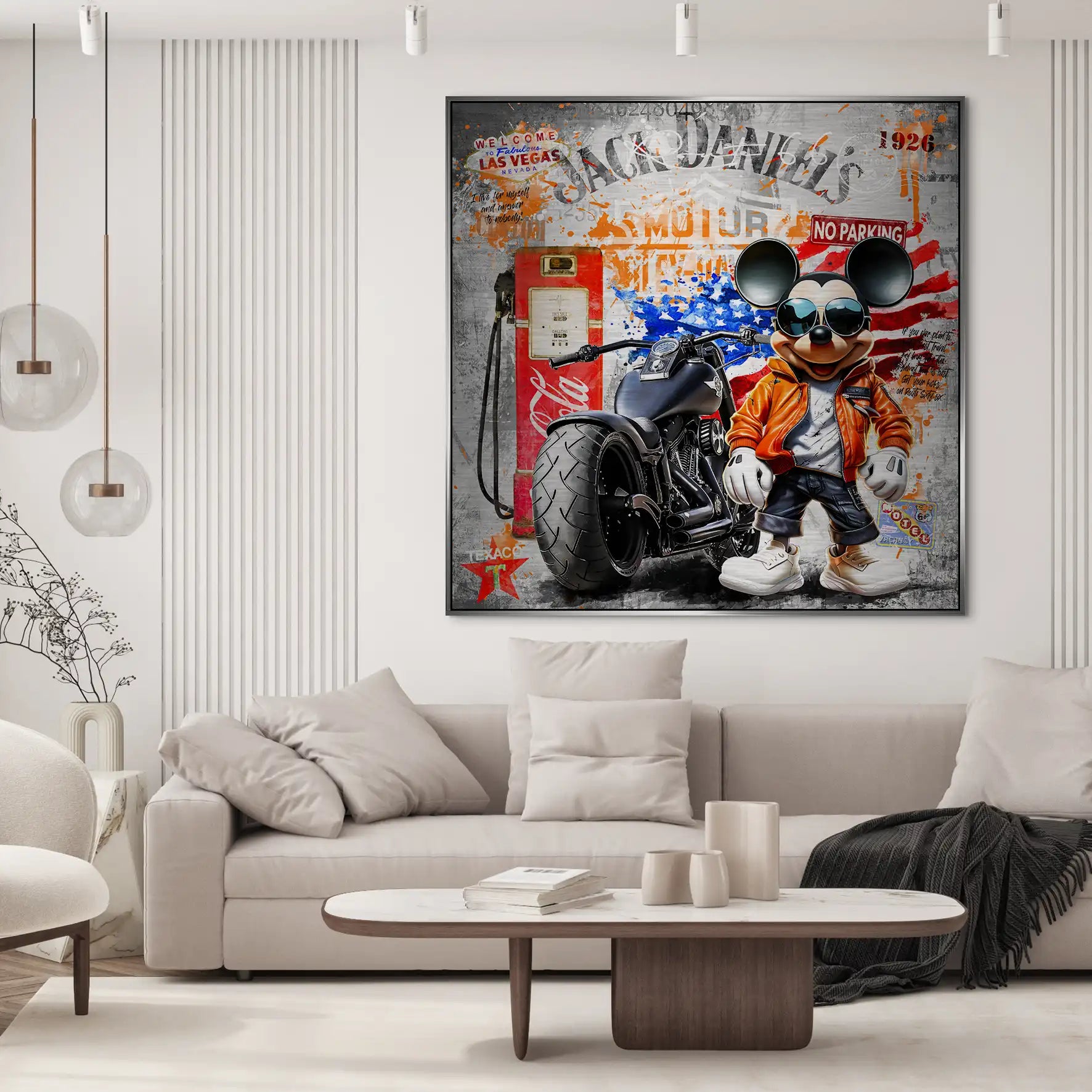 Harley Micky Maus Pop Art Alu Gebürstet Bild INGALERIE