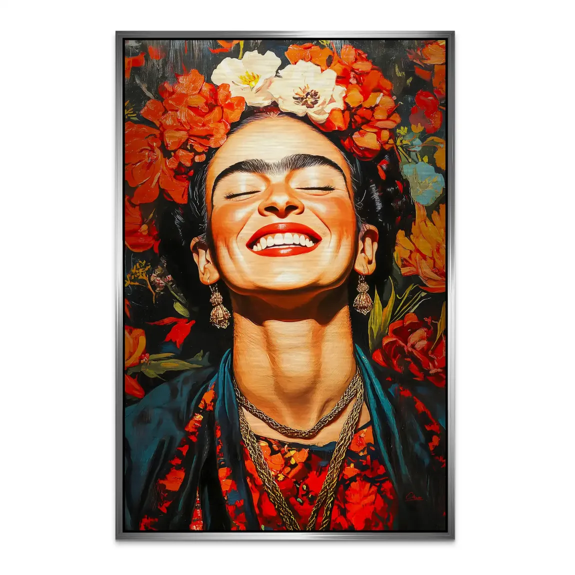 Frida Kahlo Fiery Bloom Alu Dibond Bild gebürstet INGALERIE