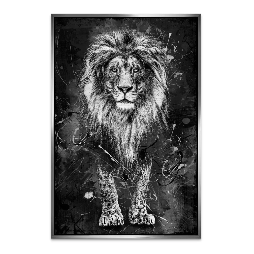 Löwe Abstrakt Black AluDibond Gebürstet INGALERIE