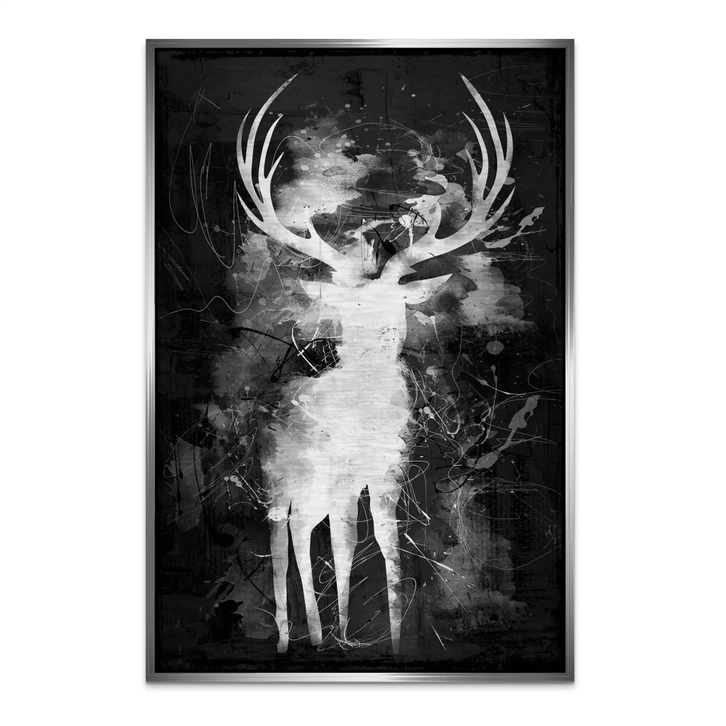 Hirsch Abstrakt Black Style AluDibond Gebürstet INGALERIE