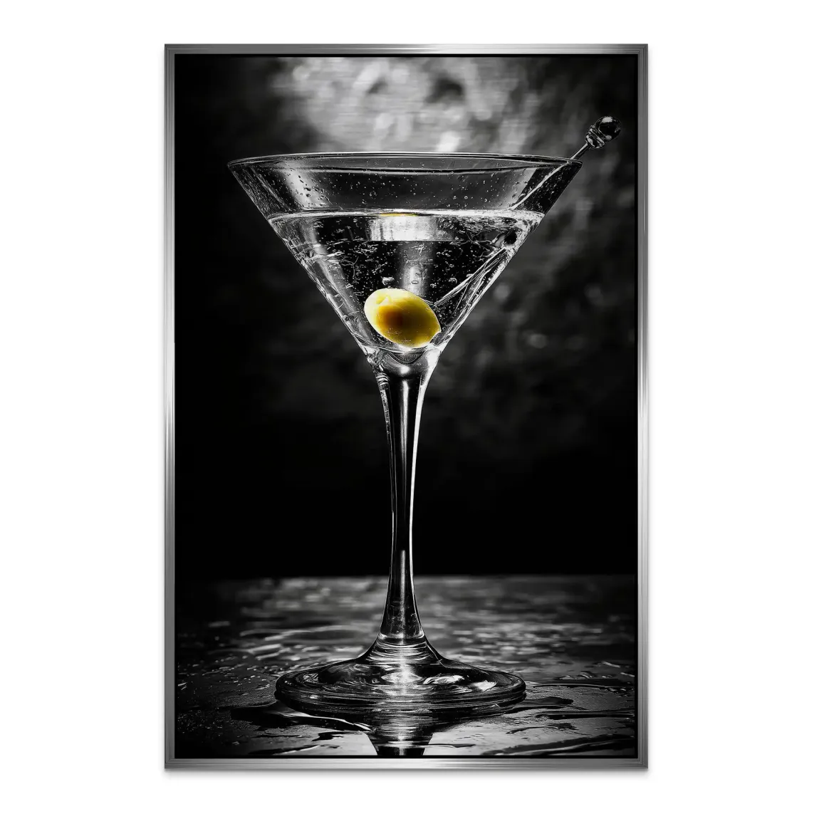 Martini Glas Noir Alu Dibond Bild gebürstet