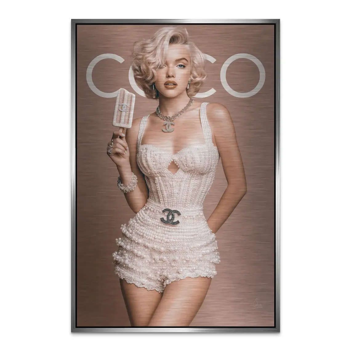 Marilyn Monroe Ice Pearl Alu Dibond Bild gebürstet