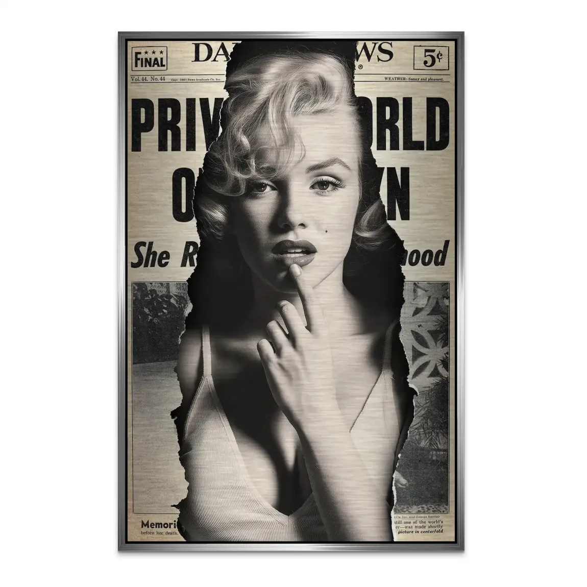 Marilyn Monroe News Alu Dibond Bild gebürstet