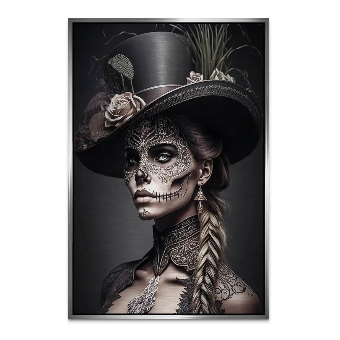 Velvet Noir La Catrina Alu Dibond Bild gebürstet INGALERIE