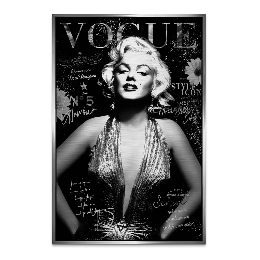 Marilyn Black Vogue AluDibond Gebürstet INGALERIE