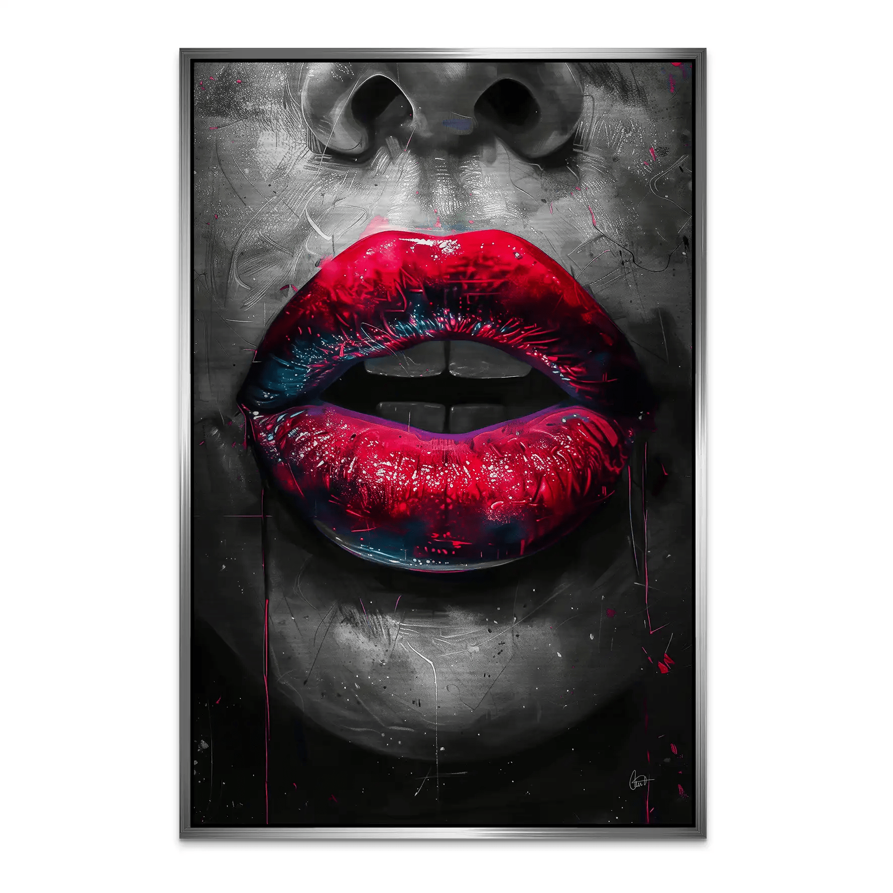 Abstrakt Red Lips Alu Gebürstet Bild INGALERIE
