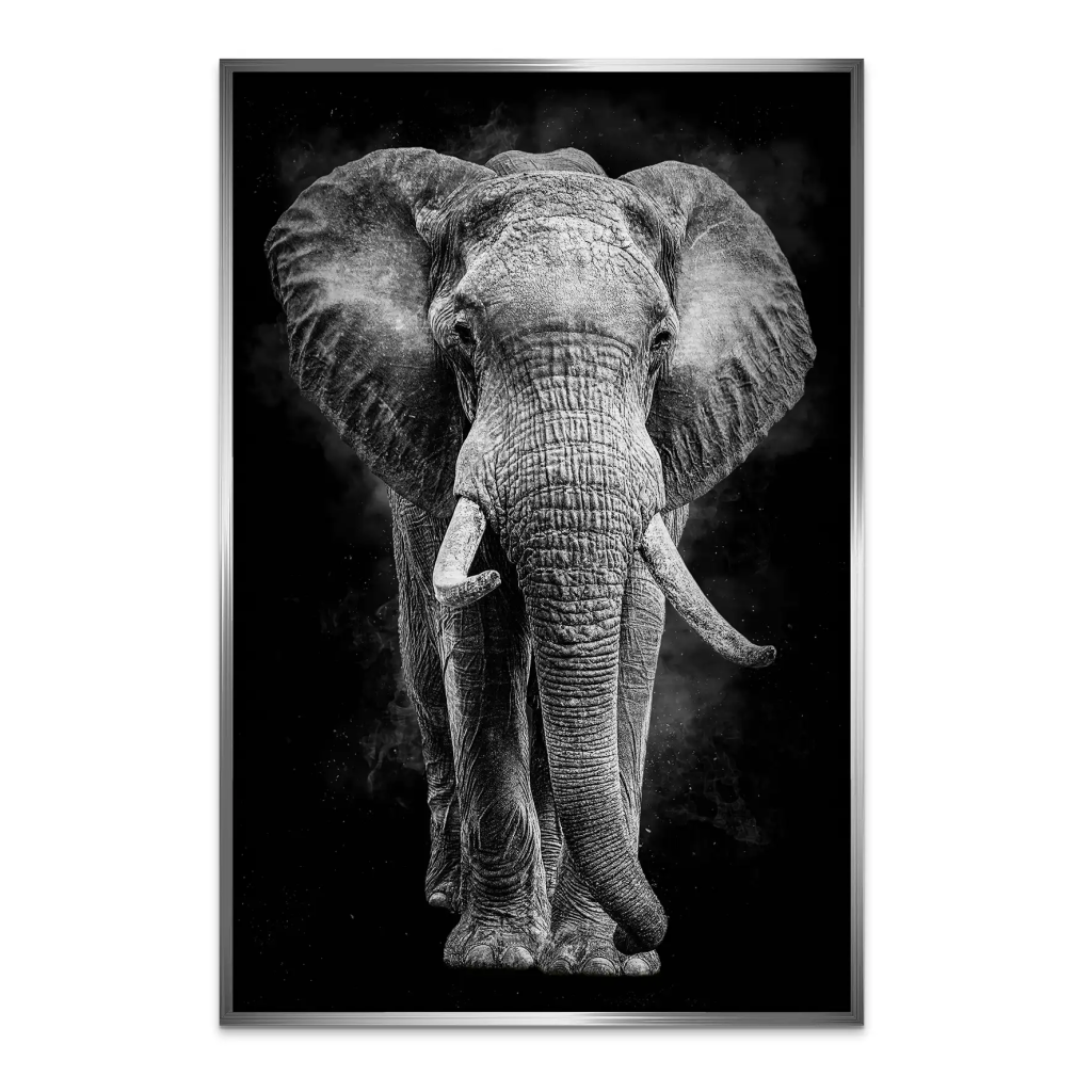 Elefant Abstrakt Dark Style AluDibond Gebürstet INGALERIE
