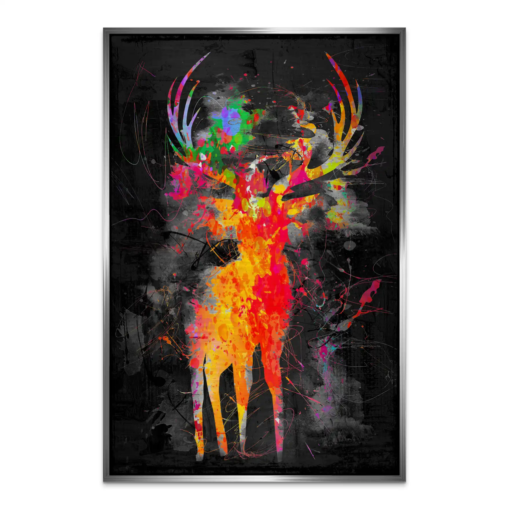 Hirsch Abstrakt Color Style AluDibond Gebürstet INGALERIE