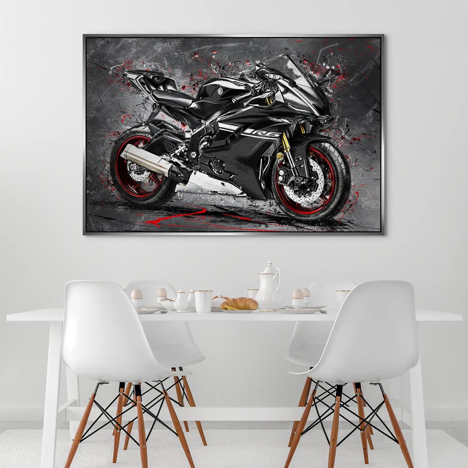 Yamaha R6 Abstrakt Black AluDibond Gebürstet INGALERIE