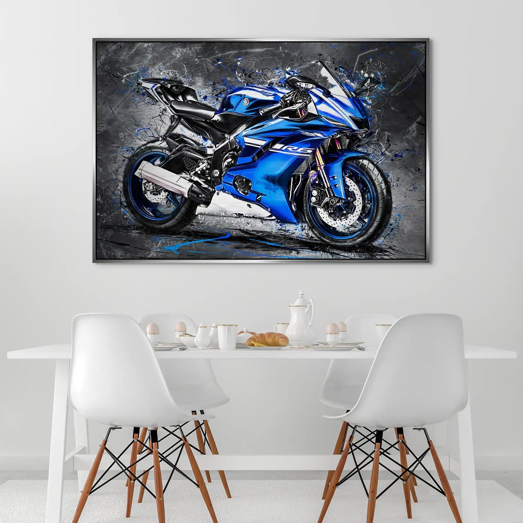 Yamaha R6 Abstrakt Blau AluDibond Gebürstet INGALERIE