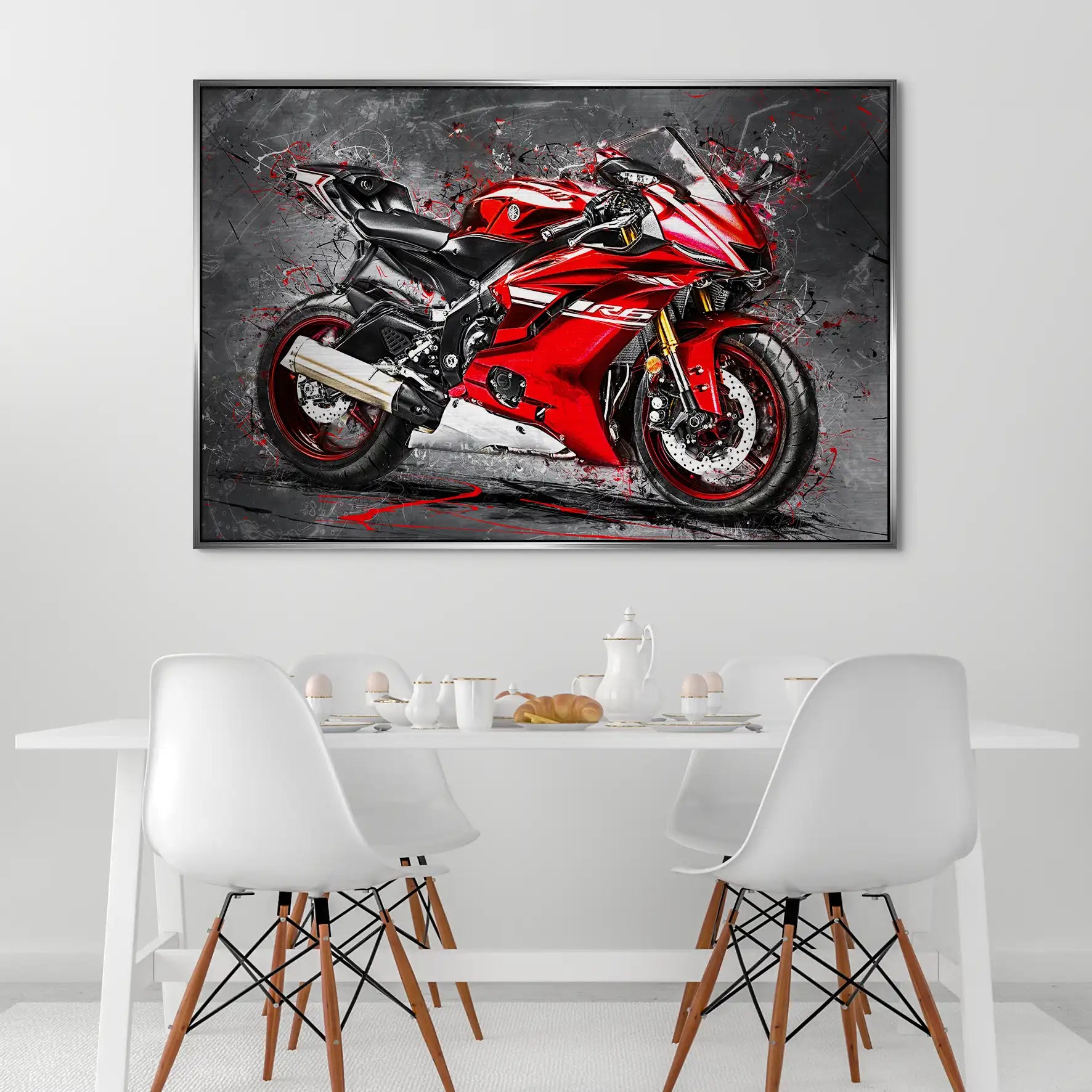 Yamaha R6 Abstrakt Rot AluDibond Gebürstet INGALERIE