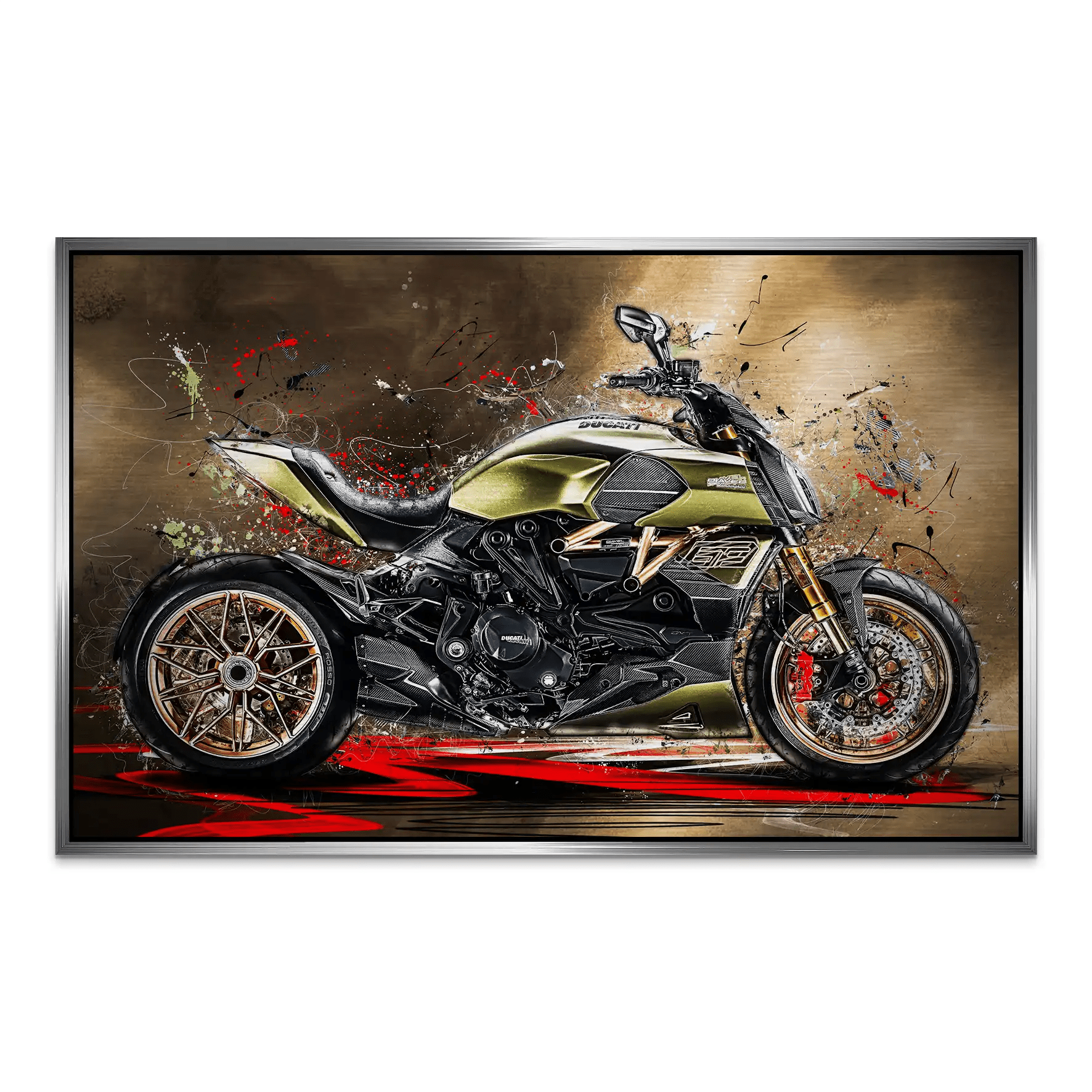 Ducati Diavel Lambo Retro Alu Dibond Gebürstet INGALERIE