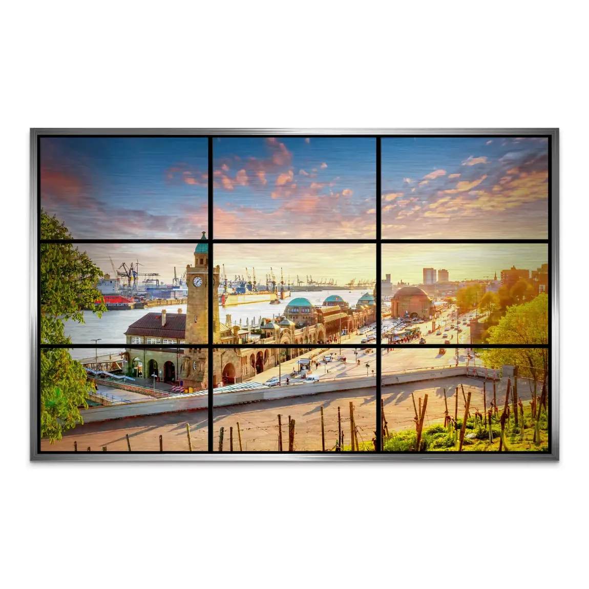 Hamburg Sunset View AluDibond Gebürstet